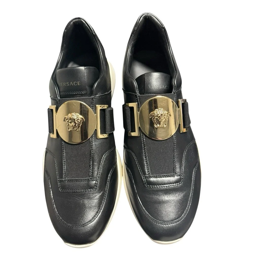 Versace Black Leather Medusa Strap‎ Sneakers